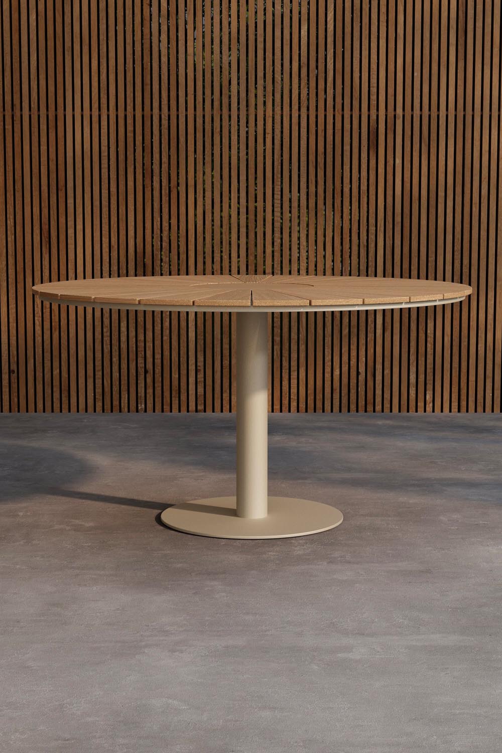 Croft Rund-Esstisch in Beige präsentiert im Onlineshop von KAQTU Design AG. Gartentisch ist von Venture Home