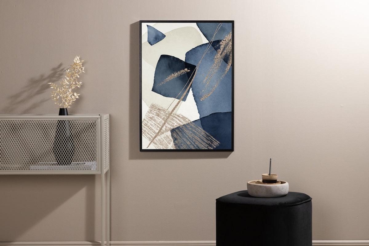 Blue Swirl Poster in Beige präsentiert im Onlineshop von KAQTU Design AG. Bild ist von Venture Home