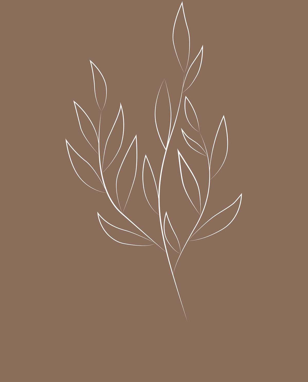 Drawed Leaf Poster in Braun präsentiert im Onlineshop von KAQTU Design AG. Bild ist von Venture Home
