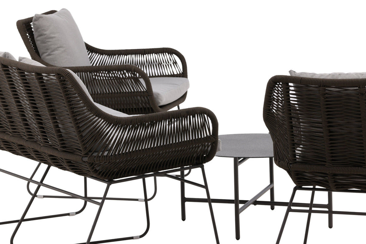 Davao Conversation Set in Grau/Braun/Dunkelgrau präsentiert im Onlineshop von KAQTU Design AG. Loungeset ist von Venture Home