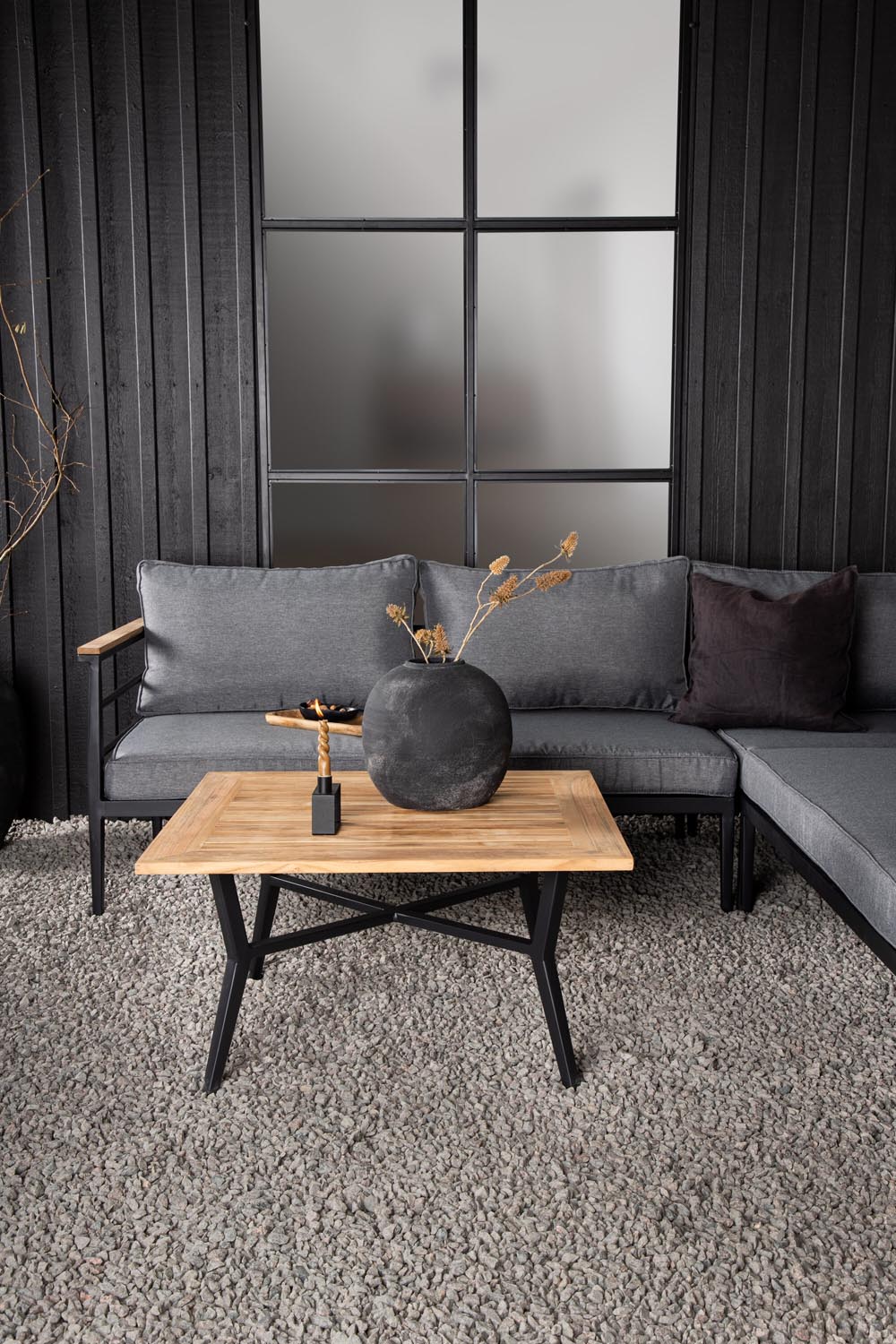Mexiko Ecksofa Outdoorset 80cm in Schwarz präsentiert im Onlineshop von KAQTU Design AG. Loungeset ist von Venture Home