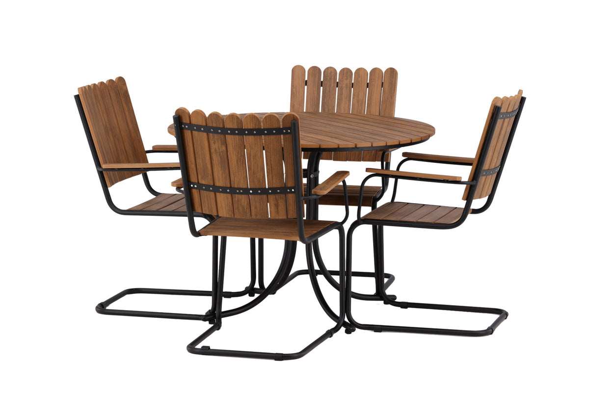 Holmsund Outdoor-Tischset ⌀100cm/4St. in Natur präsentiert im Onlineshop von KAQTU Design AG. Gartentischset ist von Venture Home