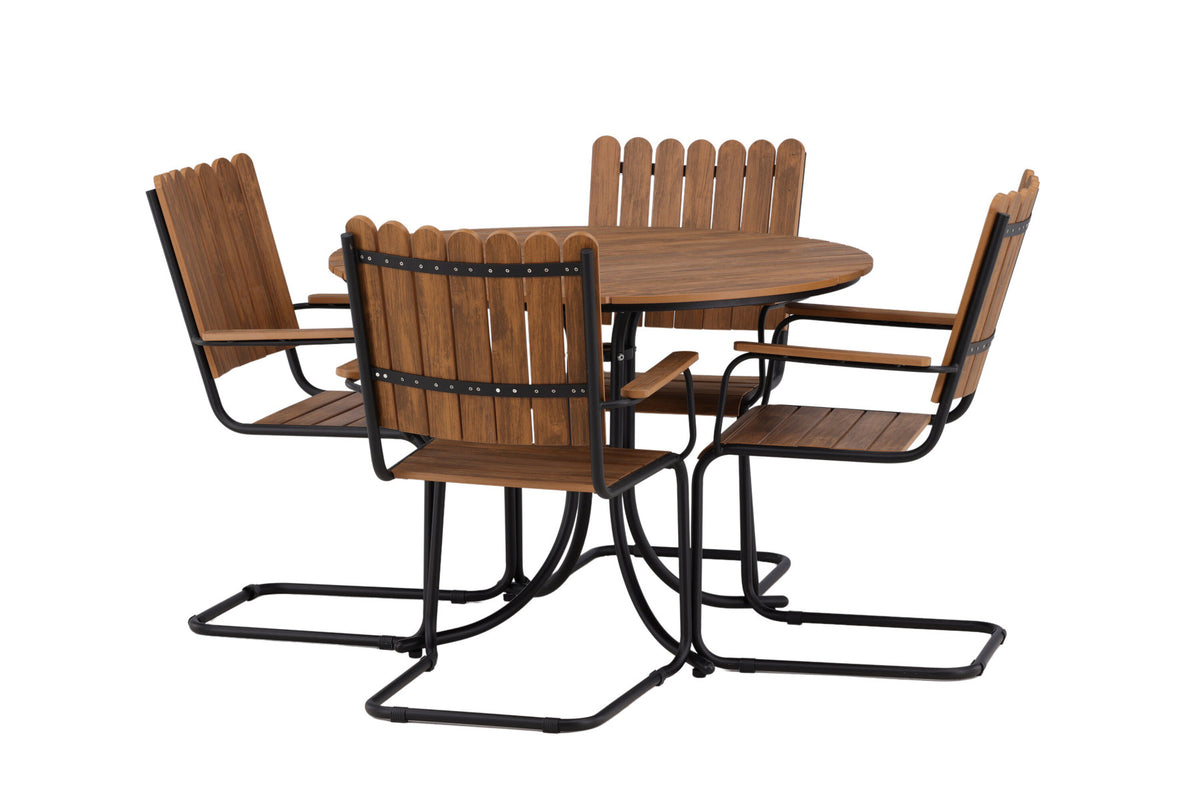 Holmsund Outdoor-Tischset ⌀100cm/4St. in Natur präsentiert im Onlineshop von KAQTU Design AG. Gartentischset ist von Venture Home