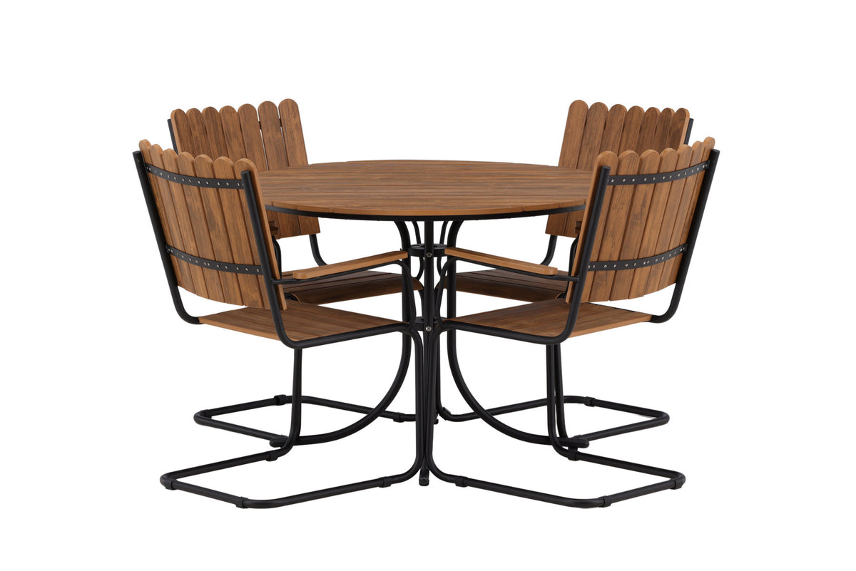 Holmsund Outdoor-Tischset ⌀100cm/4St. in Natur präsentiert im Onlineshop von KAQTU Design AG. Gartentischset ist von Venture Home