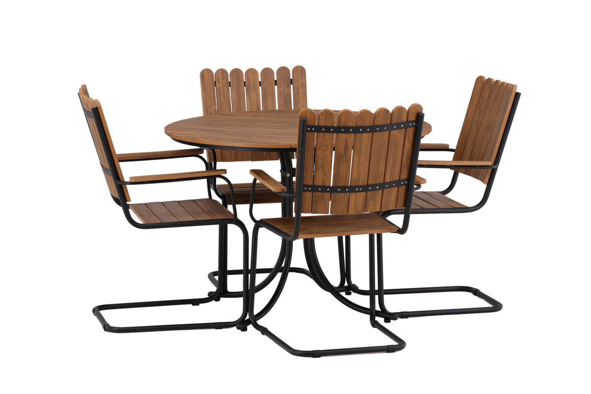 Holmsund Outdoor-Tischset ⌀100cm/4St. in Natur präsentiert im Onlineshop von KAQTU Design AG. Gartentischset ist von Venture Home