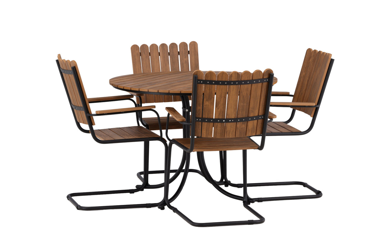 Holmsund Outdoor-Tischset ⌀100cm/4St. in Natur präsentiert im Onlineshop von KAQTU Design AG. Gartentischset ist von Venture Home