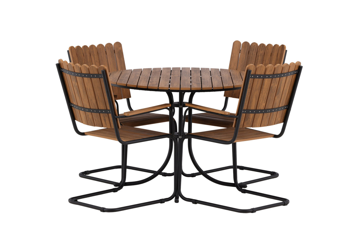 Holmsund Outdoor-Tischset ⌀100cm/4St. in Natur präsentiert im Onlineshop von KAQTU Design AG. Gartentischset ist von Venture Home