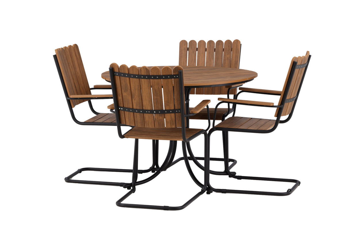 Holmsund Outdoor-Tischset ⌀100cm/4St. in Natur präsentiert im Onlineshop von KAQTU Design AG. Gartentischset ist von Venture Home