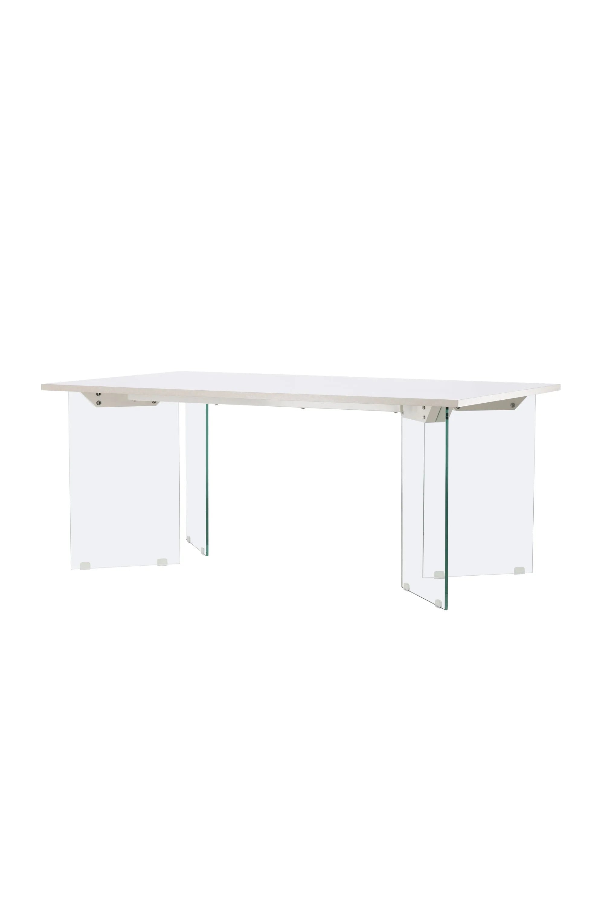Moderner Ester Esstisch: Robustes MDF mit stilvollem Glasdesign.