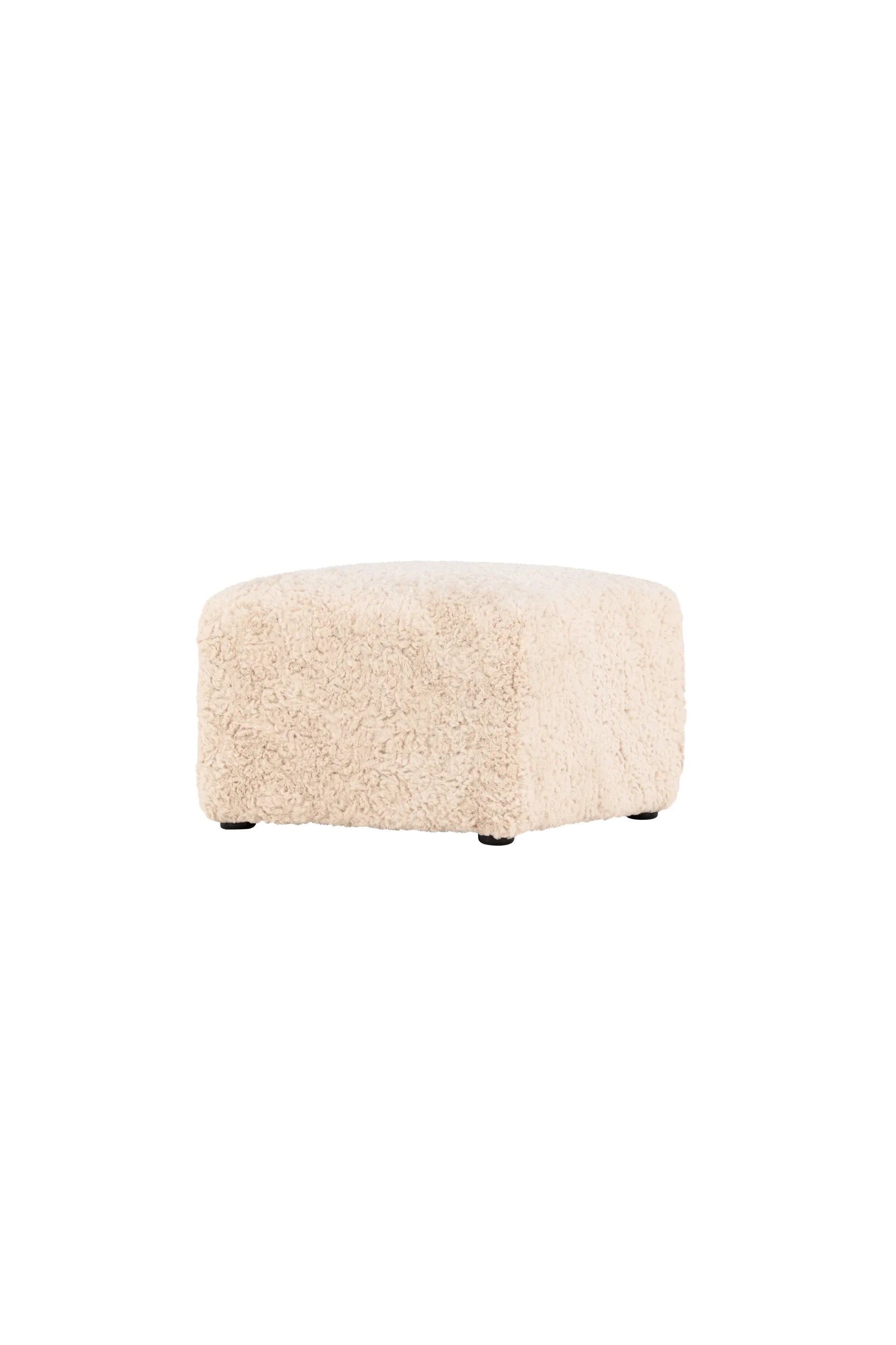 Eleganter Frankie Pouf von Vind in weichem, sandigem Samtbezug.