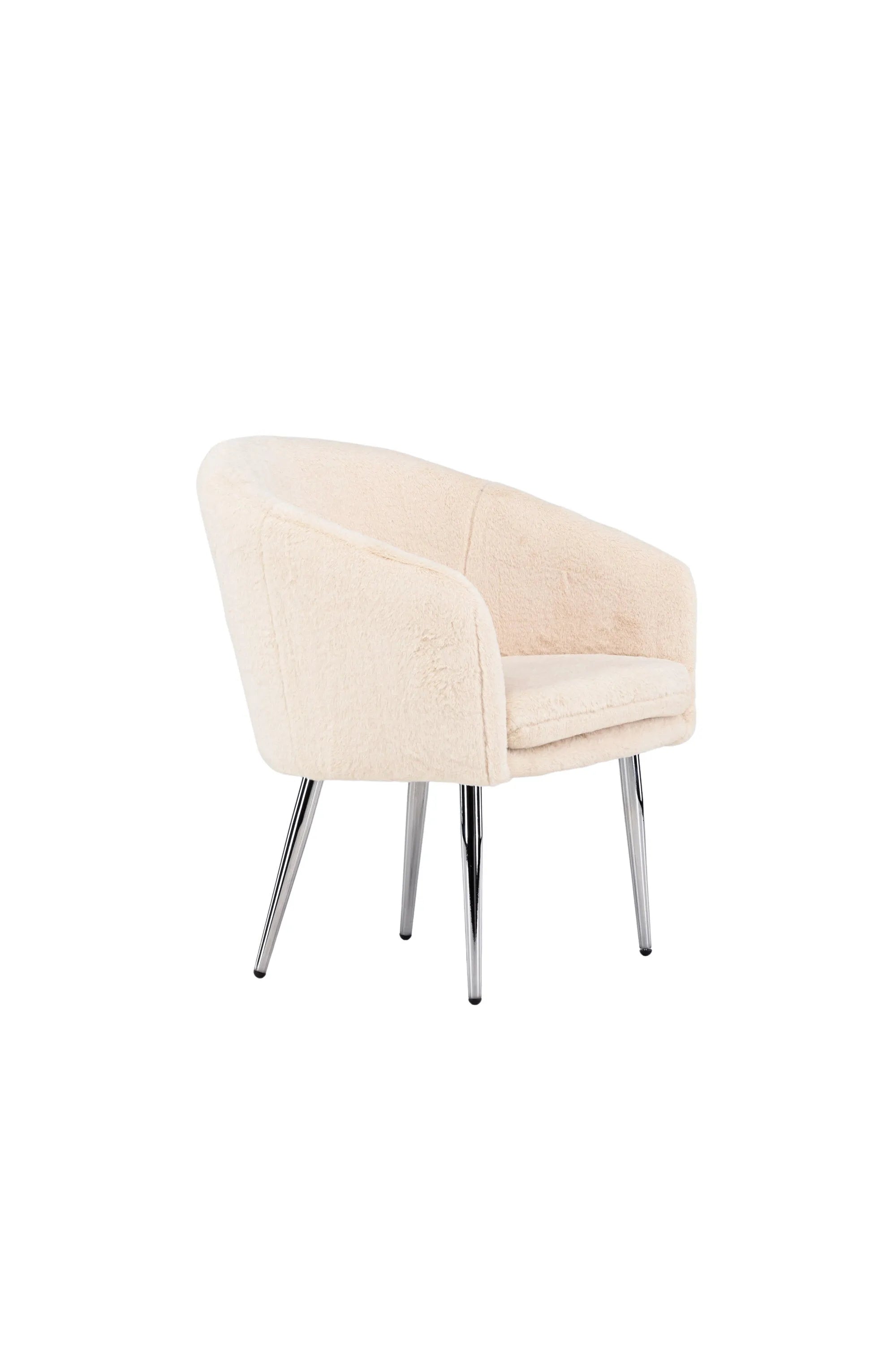 Moderner Sessel in Braun mit Kunstwollstoff, walnussfarbene Stahlbeine, ideal für Wohnzimmer oder Leseecke.
