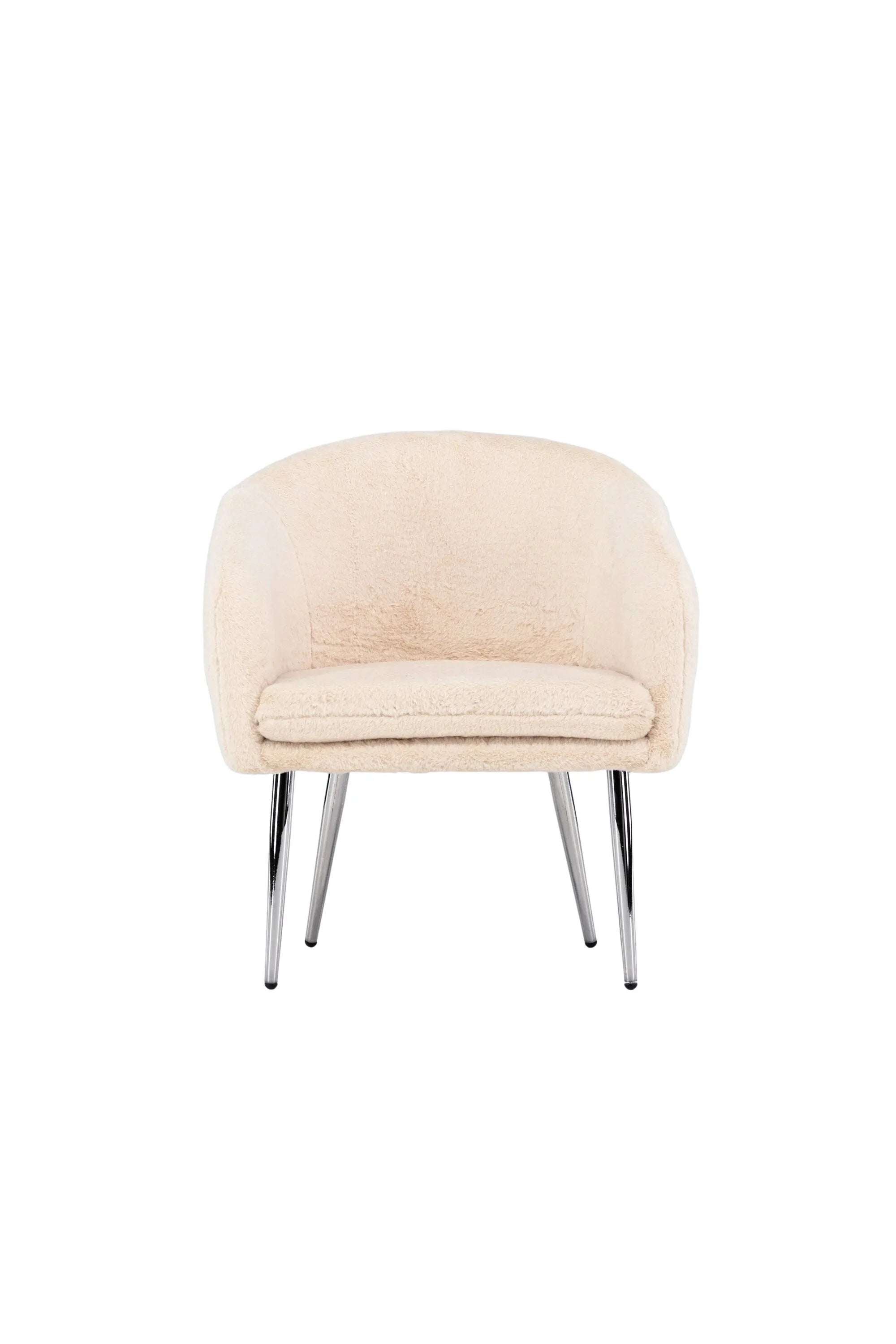Moderner Sessel in Braun mit Kunstwollstoff, walnussfarbene Stahlbeine, ideal für Wohnzimmer oder Leseecke.