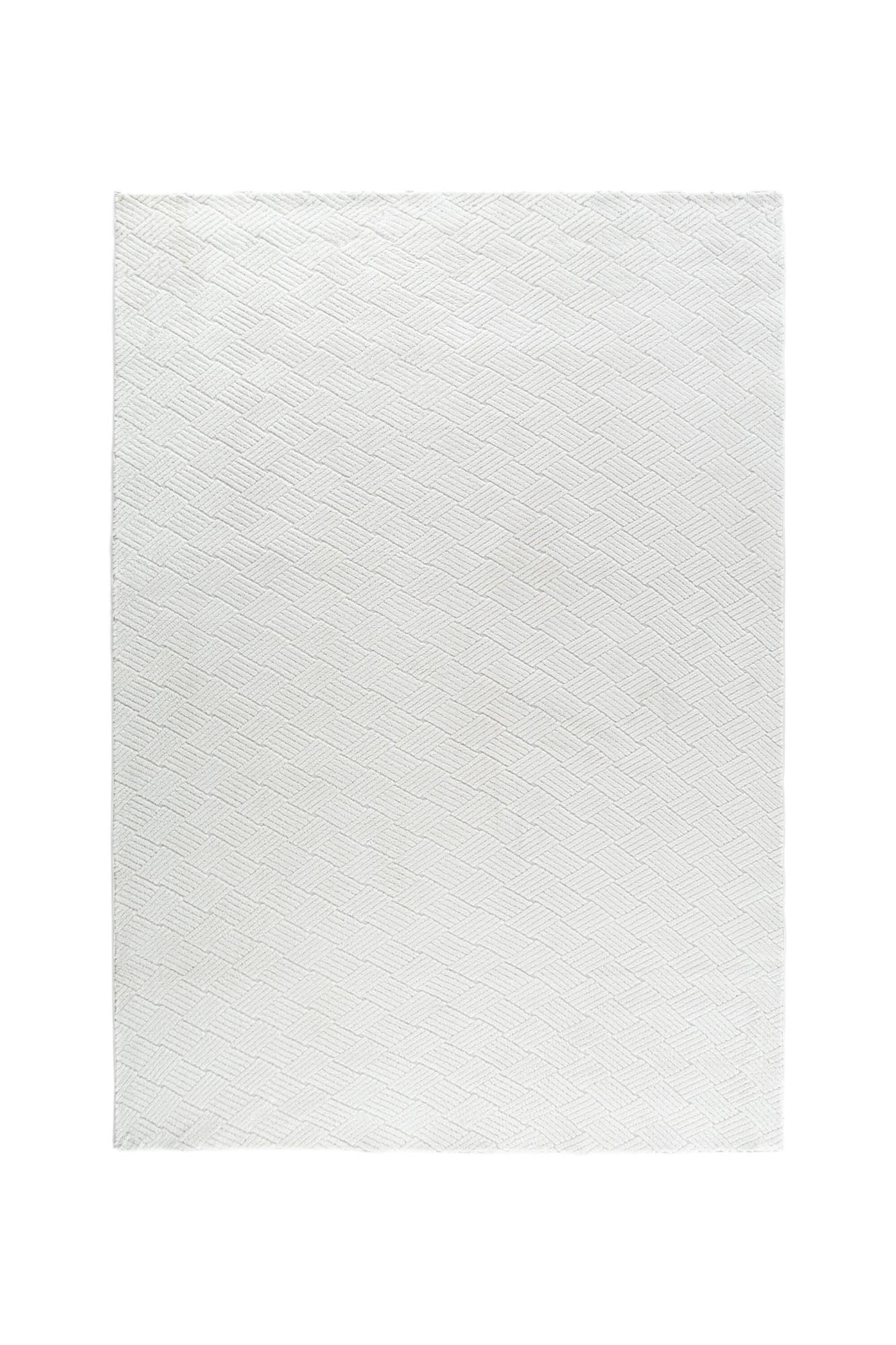 Moderner weisser Polyester-Teppich Todd, rechteckig, zeitlos elegant, vielseitig kombinierbar, für stilvolles Interieur.