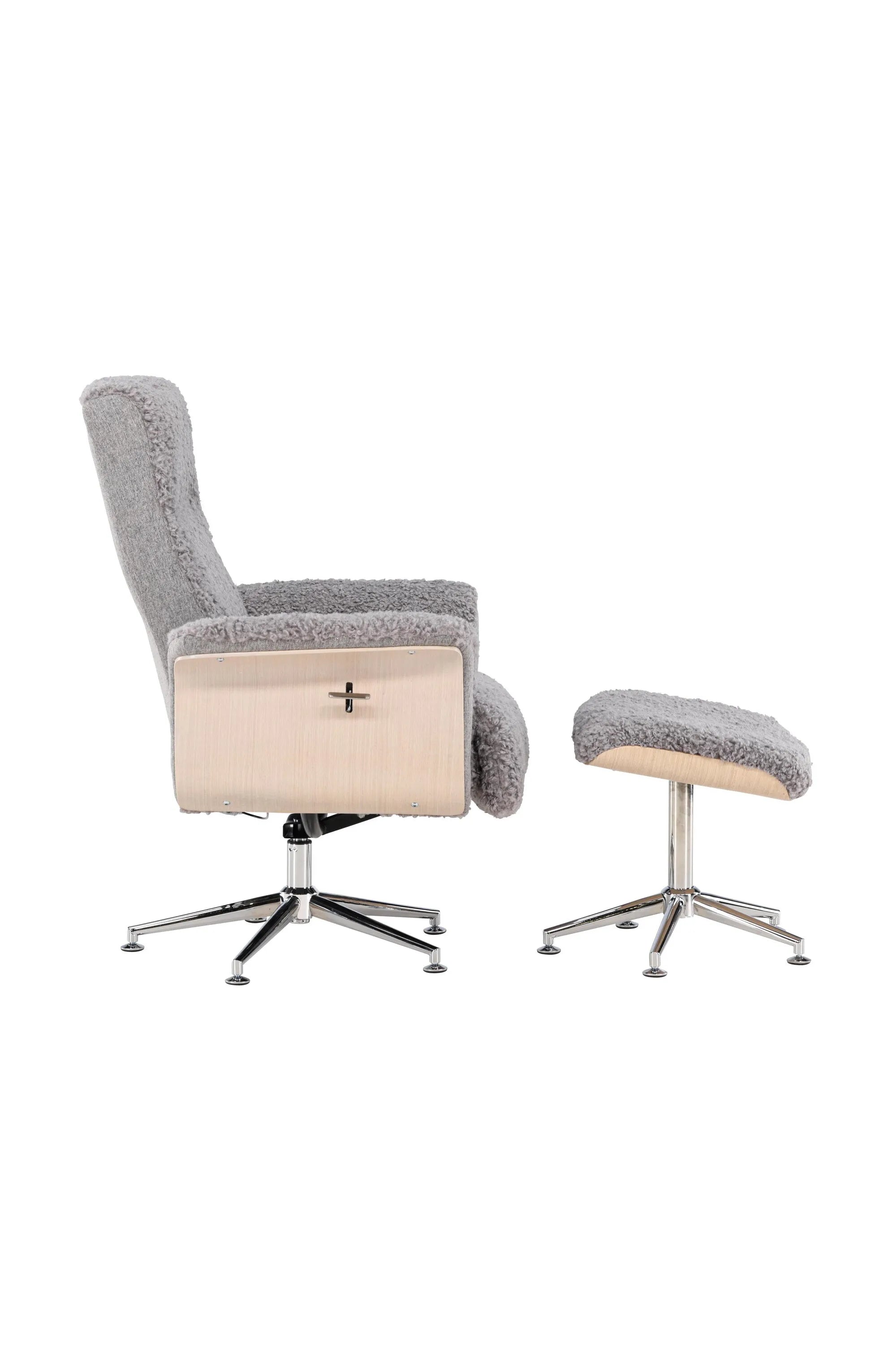 Hagön Lounge Stuhl: Stilvoller Komfort mit verstellbarer Lehne und Fusshocker, perfekt für modernes Wohnen.