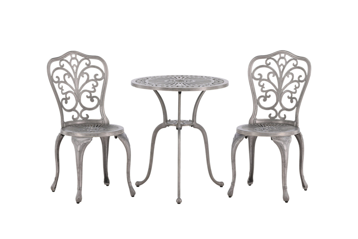 Nandin Café Outdoorset ⌀60cm/2St. in Silber präsentiert im Onlineshop von KAQTU Design AG. Gartentischset ist von Venture Home