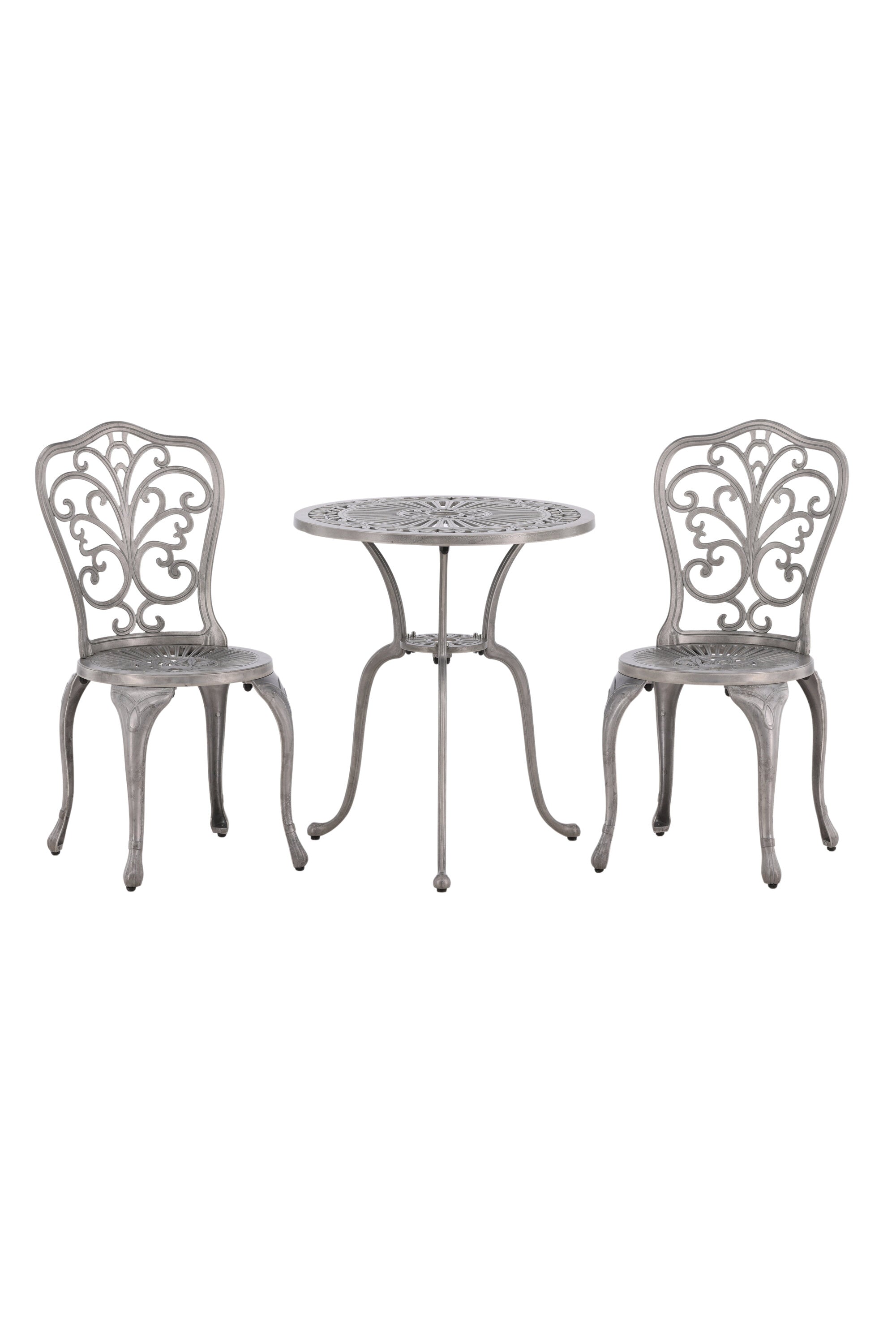 Nandin Café Outdoorset ⌀60cm/2St. in Silber präsentiert im Onlineshop von KAQTU Design AG. Gartentischset ist von Venture Home