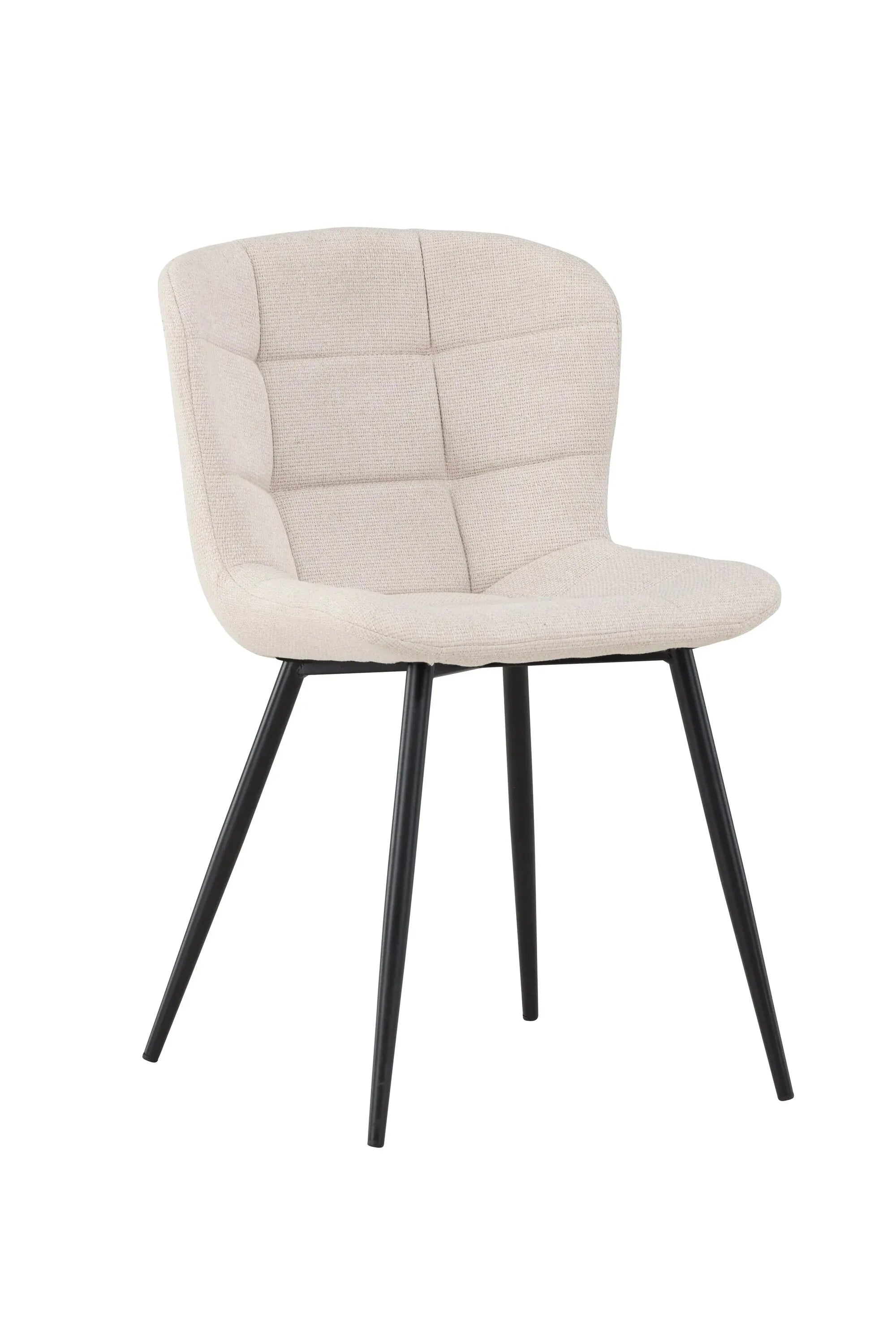 Lily Esszimmerstuhl: Eleganz & Komfort, beige Polyester, stabile schwarze Beine, vielseitig, langlebig, stilvoller Essbereich.