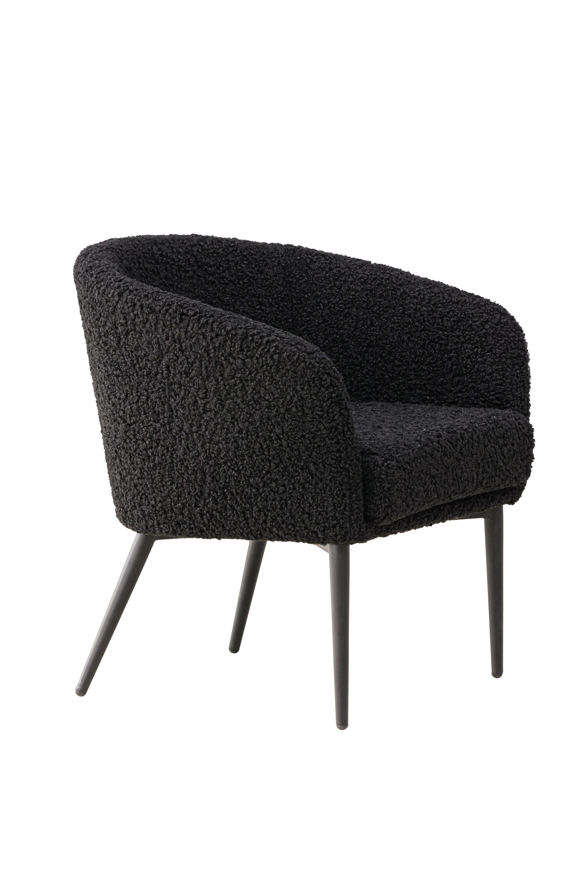 Der Fluffy Sessel von Venture Home: Kuscheliges Teddy-Material trifft auf modernes Design mit schwarzem Metallgestell.