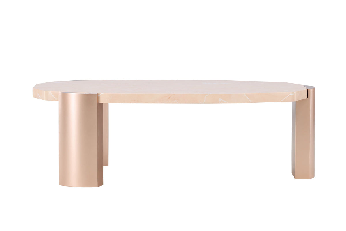 Kres Sofatisch 125x70.5 in Gold/ Rosa/Marmoroptik präsentiert im Onlineshop von KAQTU Design AG. Beistelltisch ist von Venture Home