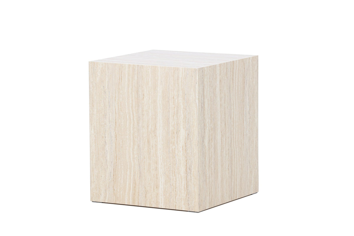York Sofatisch von Venture Home, beiger Beistelltisch aus MDF mit quadratischer Tischplatte und schlichten Beinen im Steinlook