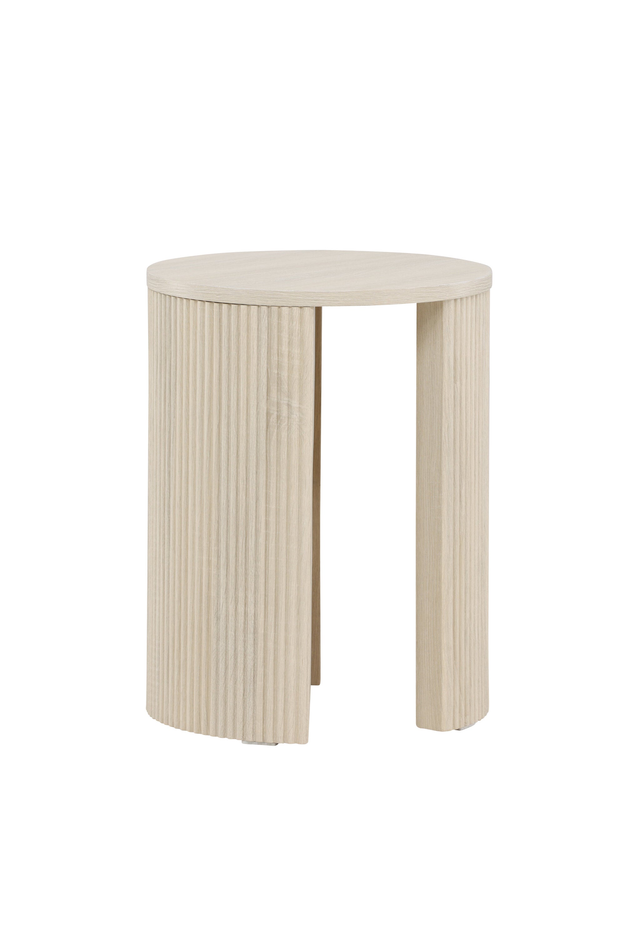 Moderner Bristol Beistelltisch: Robustes MDF, weißgewaschen, vielseitig, 40cm Durchmesser, stilvoll und funktional.
