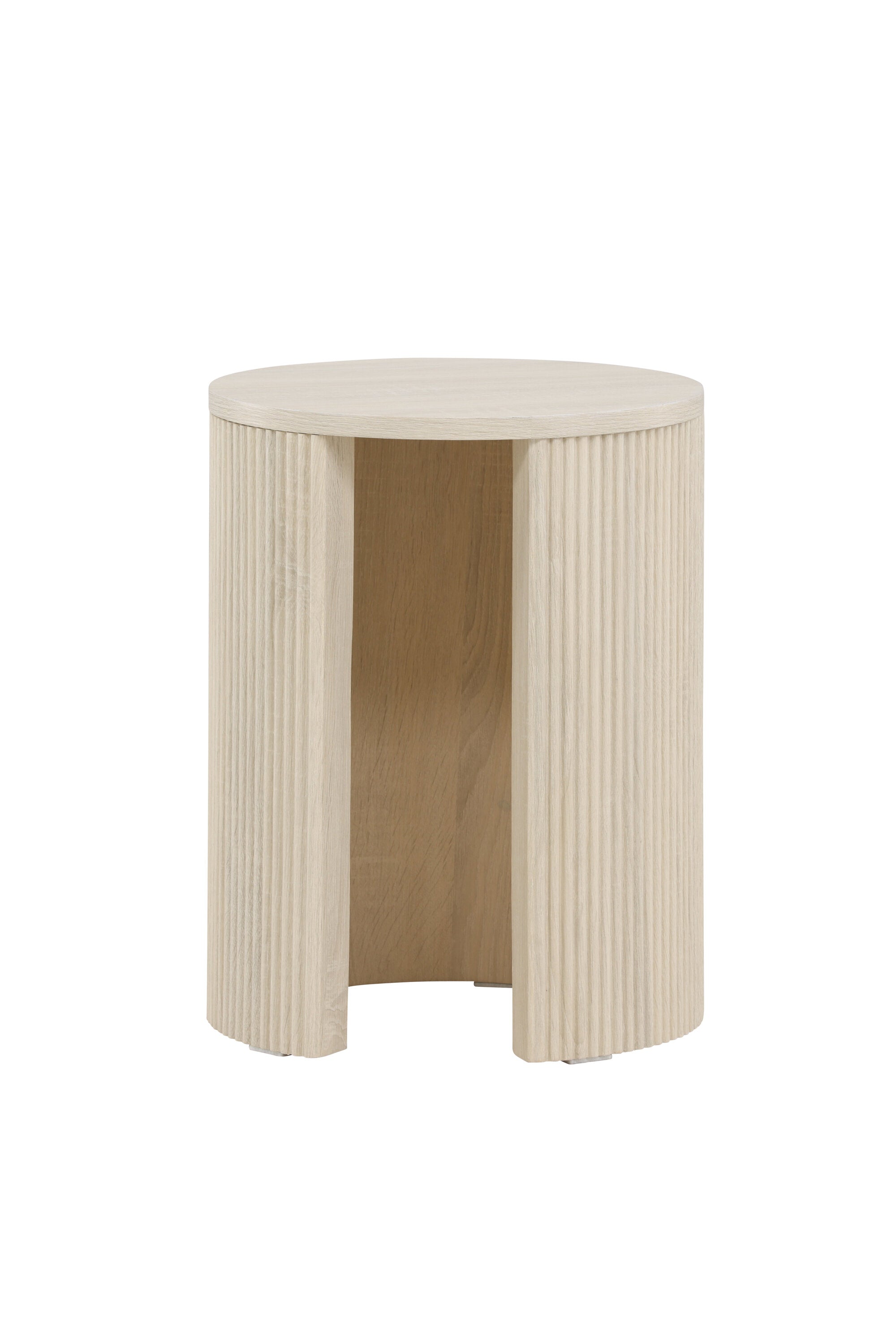 Eleganter Beistelltisch aus MDF mit Weißwaschung, ideal für moderne Wohnräume. Vielseitig und stilvoll.