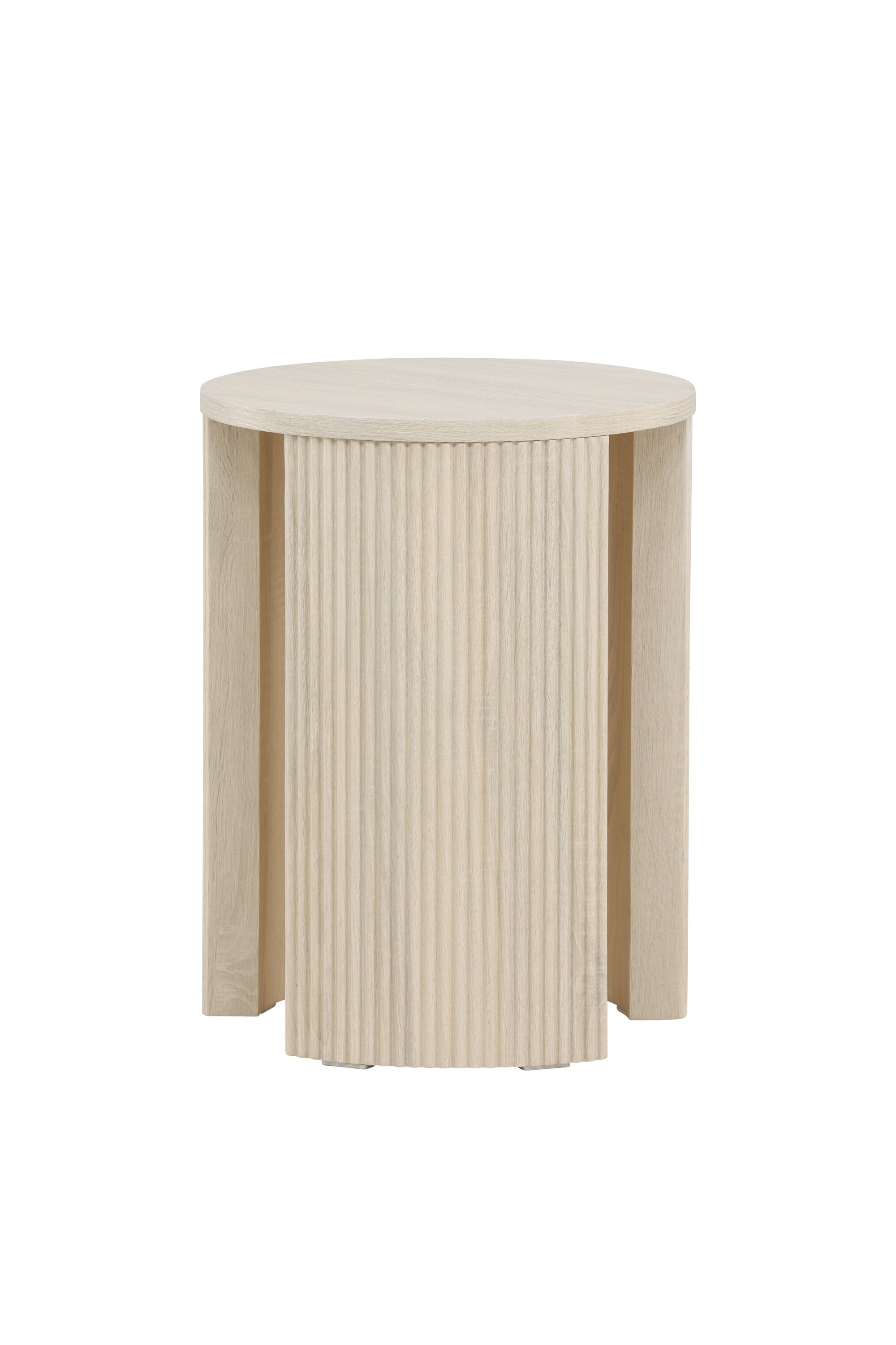 Eleganter Beistelltisch aus MDF mit Weißwaschung, ideal für moderne Wohnräume. Vielseitig und stilvoll.