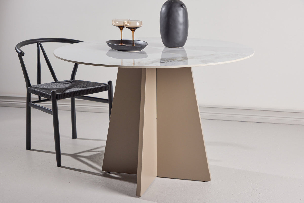 Bootcut Rund-Esstisch in Beige präsentiert im Onlineshop von KAQTU Design AG. Esstisch ist von Venture Home