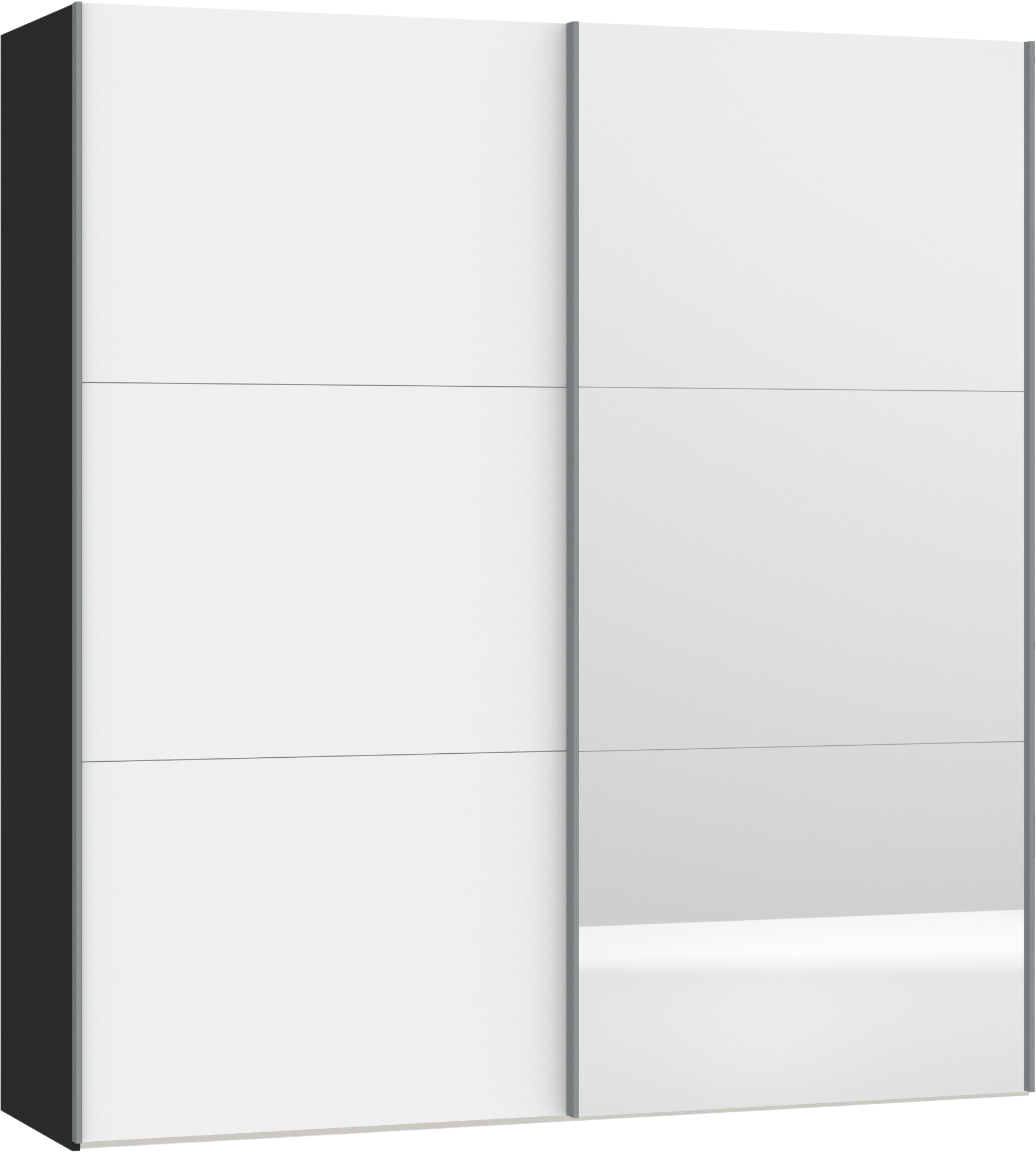 Schwebetürenschrank XS Premiumweiss/Spiegel mit Zubehör - KAQTU Design
