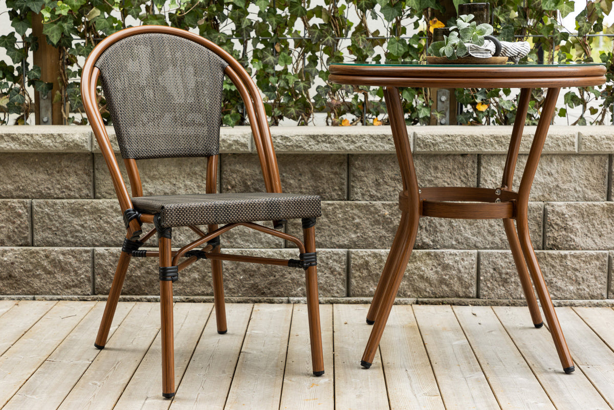 Guarda Cafe Stuhl in Schwarz Braun präsentiert im Onlineshop von KAQTU Design AG. Gartenstuhl mit Armlehnen ist von Venture Home