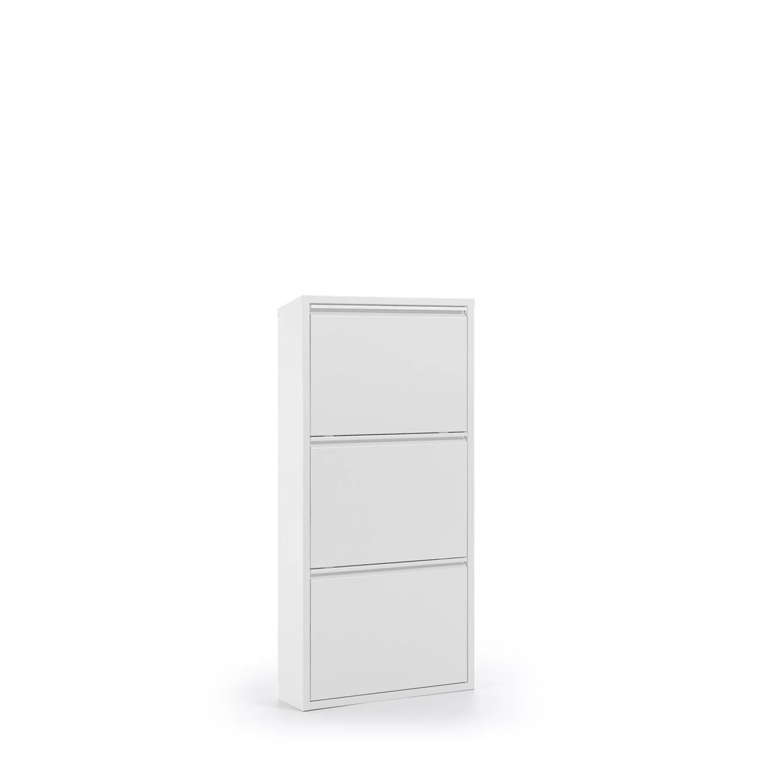 Eleganter, 3-türiger Schuhschrank (50x103 cm) in Weiß von Kave Home: stilvoll, langlebig, platzsparend.
