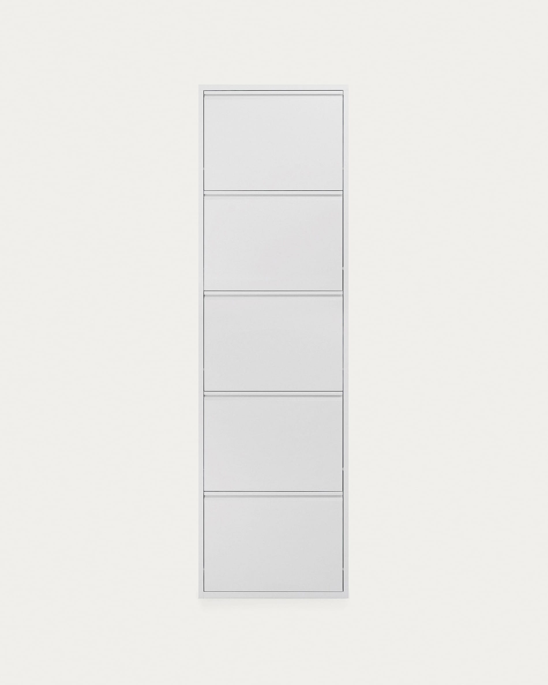 Eleganter, weisser 5-türiger Schuhschrank aus Stahl, 50x168,5 cm, von Kave Home für stilvolle Ordnung.