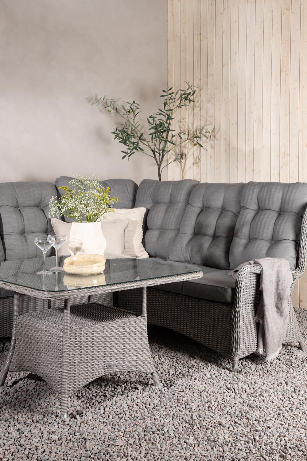 Washington Ecksofa Outdoorset 100cm in Grau präsentiert im Onlineshop von KAQTU Design AG. Loungeset ist von Venture Home