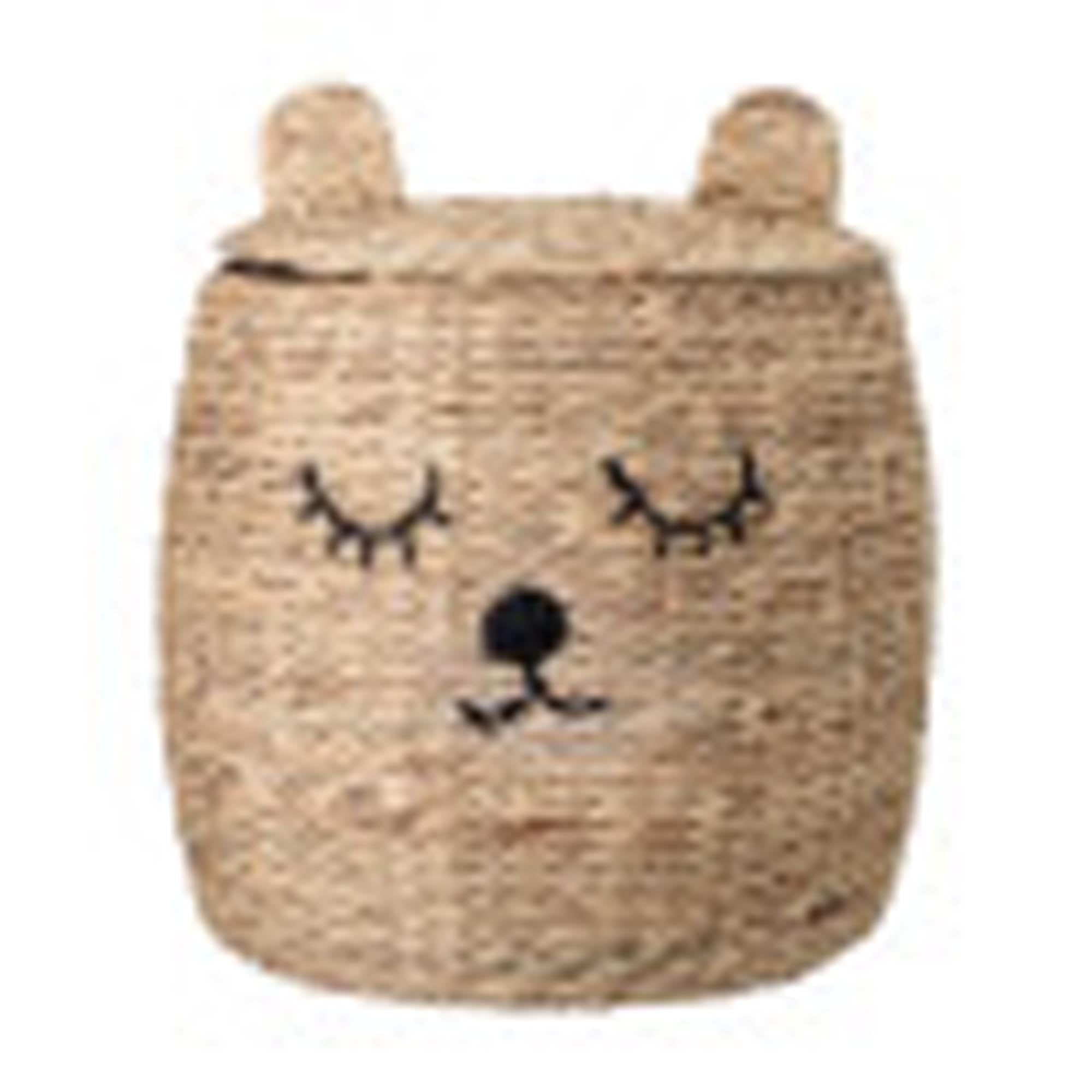Dolma basket with lid, nature, water hyacinth