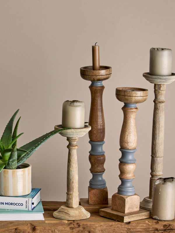 Carola Candle Holder, Nature, Recycled wood - KAQTU Design