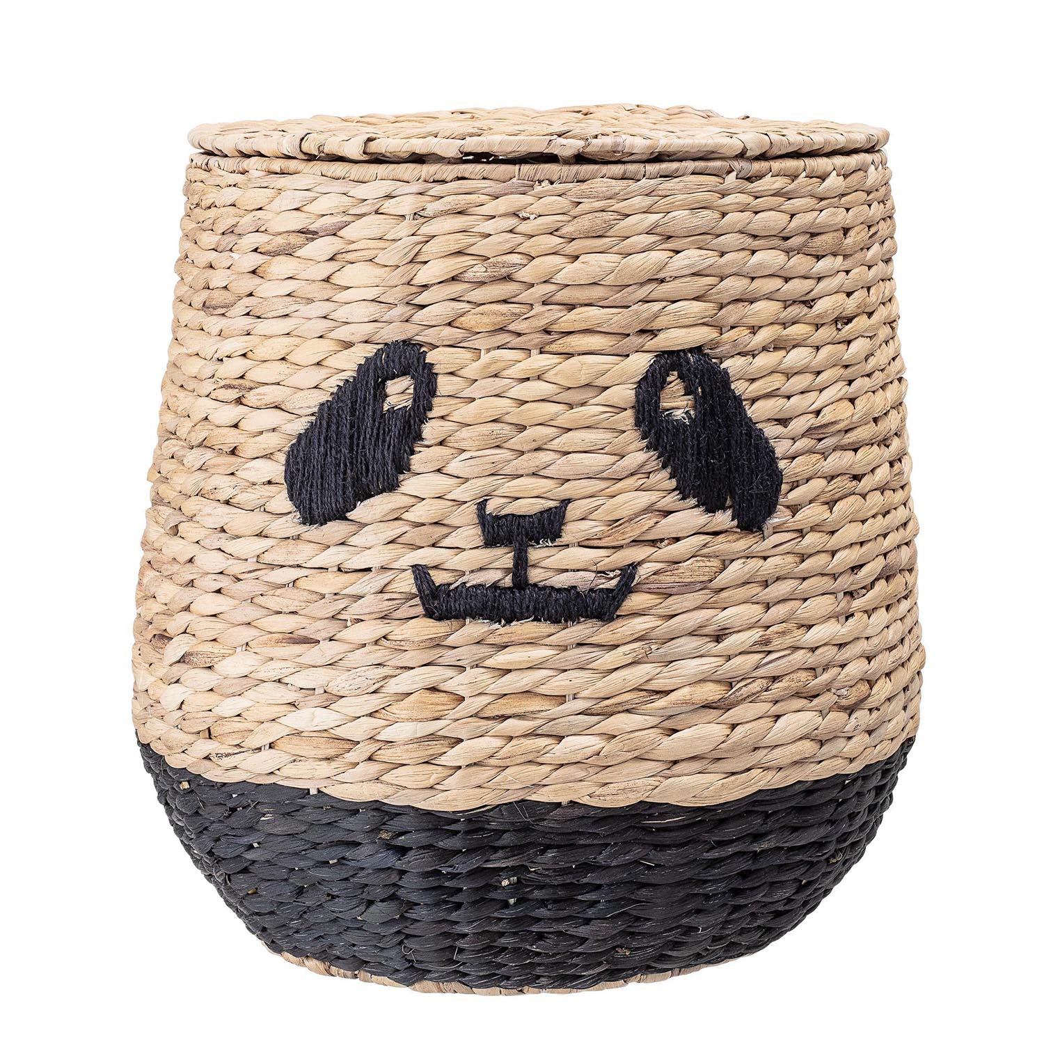 Youl basket with lid, nature, water hyacinth