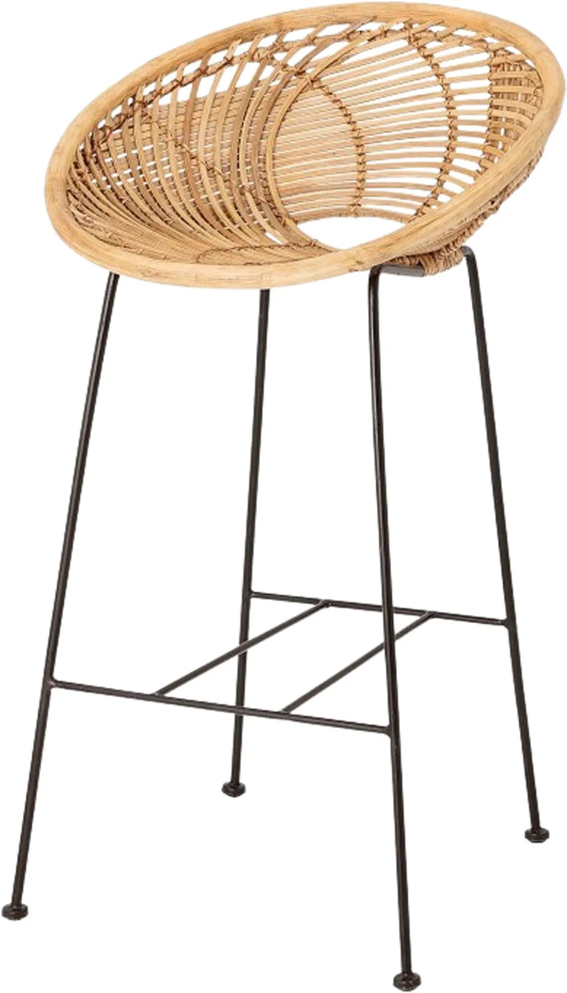 Der Yonne Barstuhl von Bloomingville besticht durch sein elegantes Rattan-Design und robuste Eisenstruktur, ideal für stilvolle Räume.
