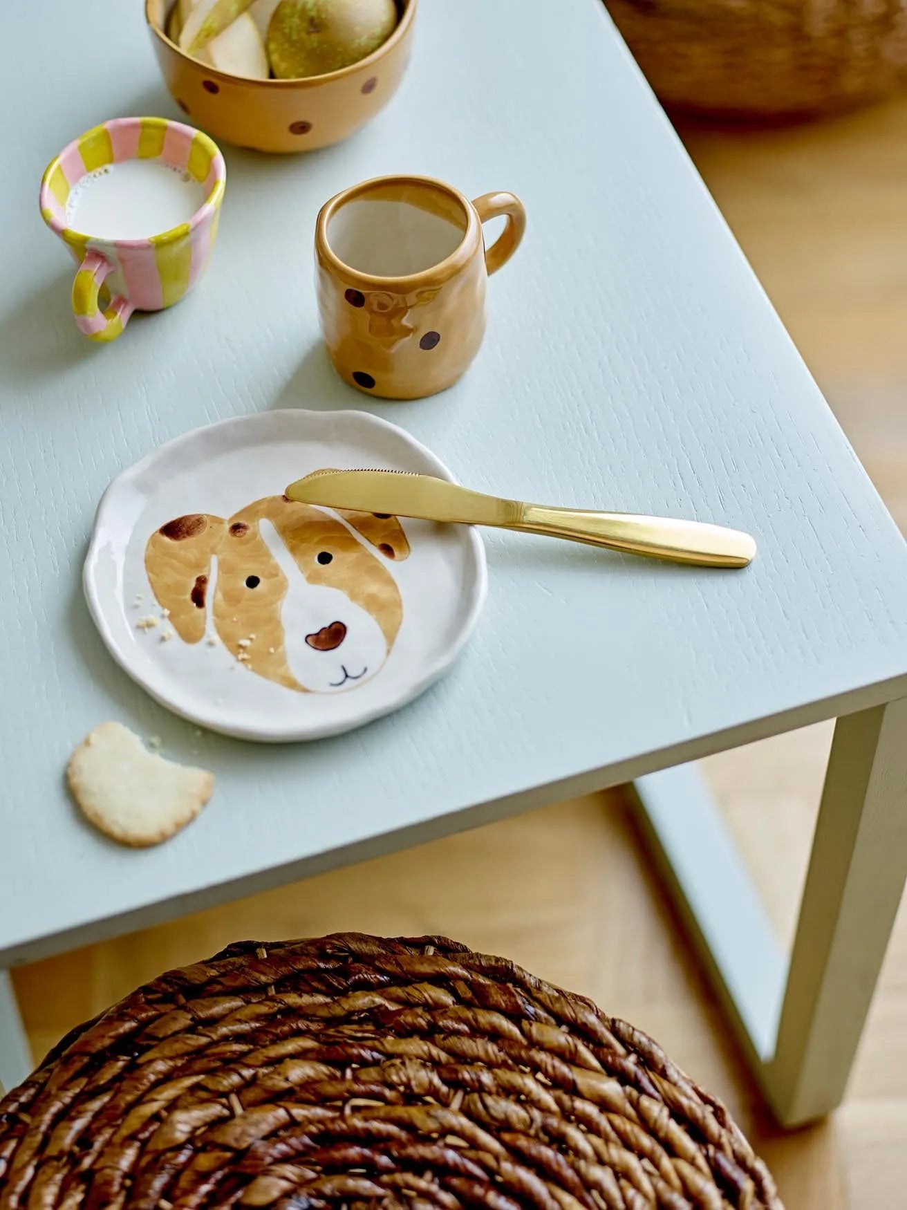 Elegantes Kinderbesteck in Gold, Edelstahl von Bloomingville Mini.