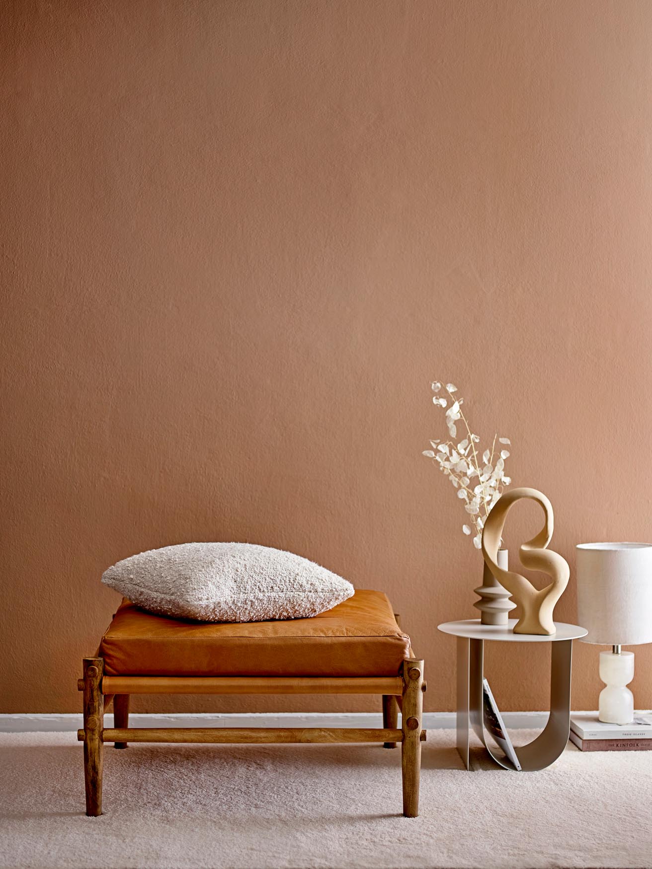 Aysia stool, nature, leather