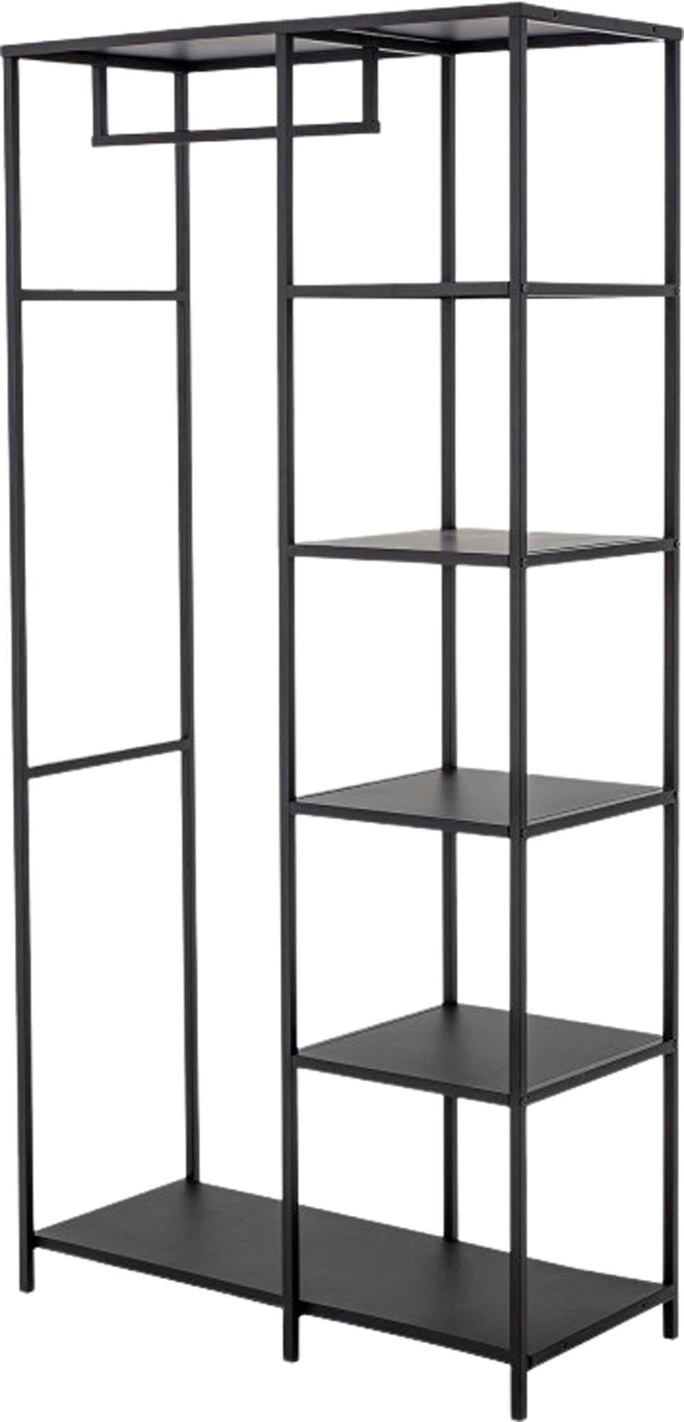 Das Valde Kleiderständer von Bloomingville aus schwarzem Metall bietet stilvolle und praktische Aufbewahrung für Kleidung und Accessoires.