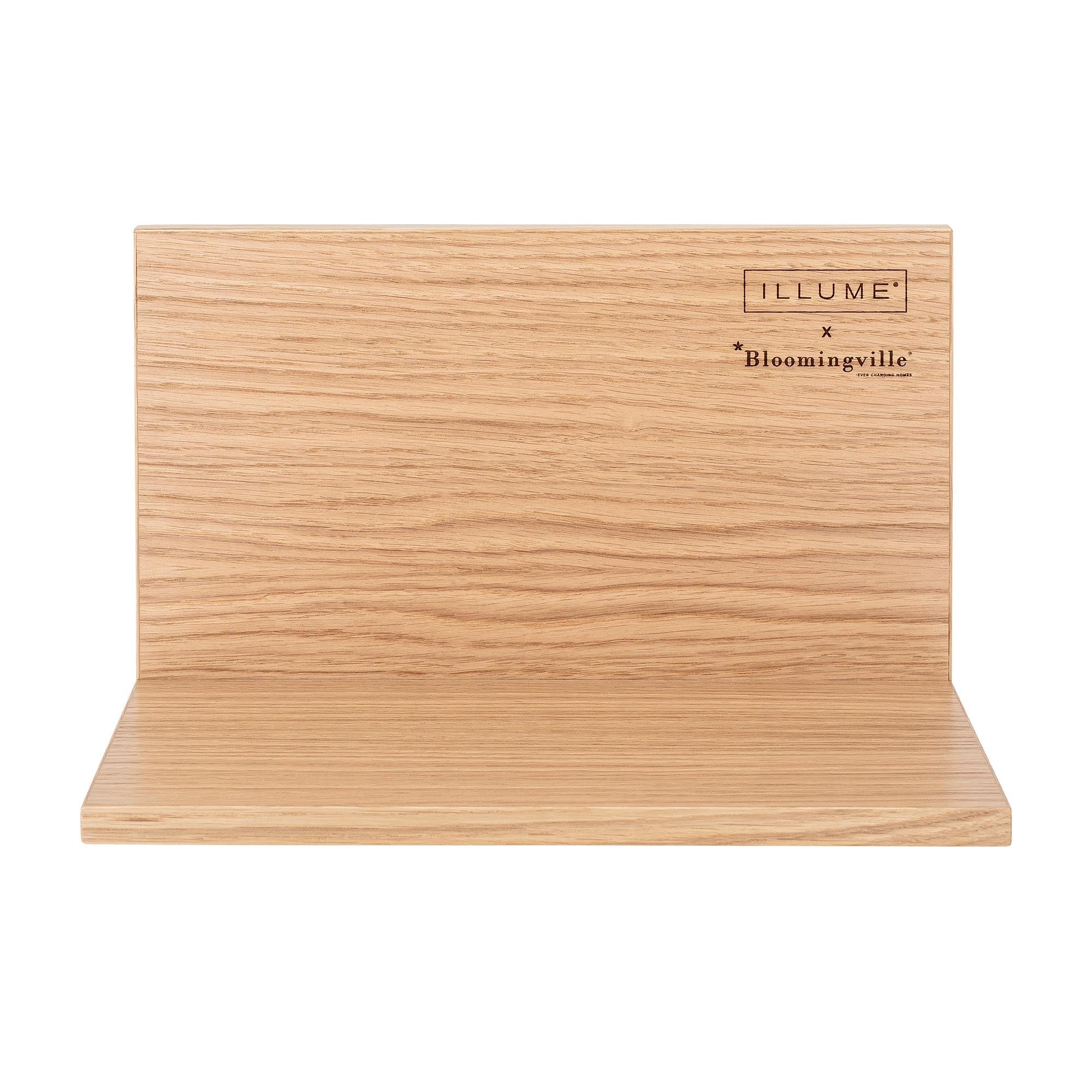 Stilvolles Regal aus Eichenfurnier von Illume, naturbelassen.