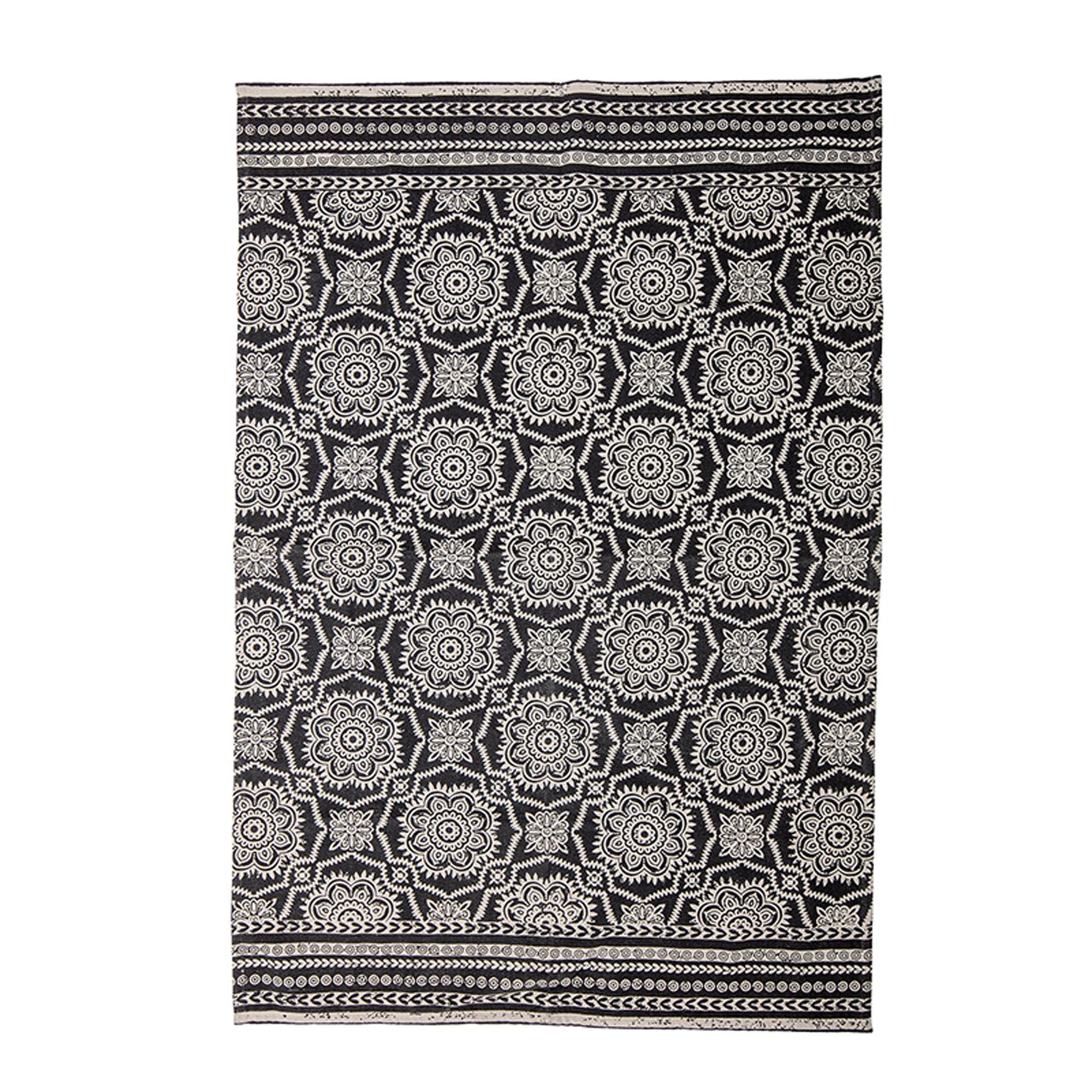 Aco Teppich in Schwarz aus Baumwolle von Bloomingville, stilvoll.
