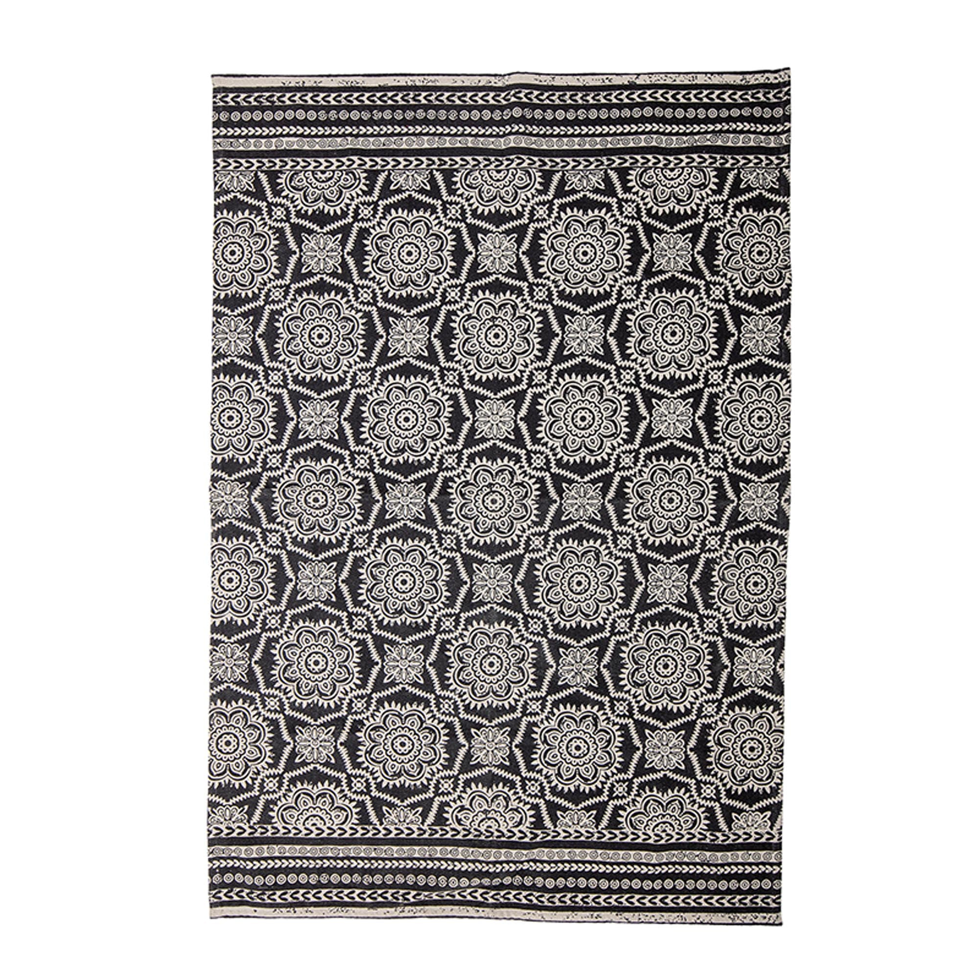 Aco Teppich in Schwarz aus Baumwolle von Bloomingville, stilvoll.