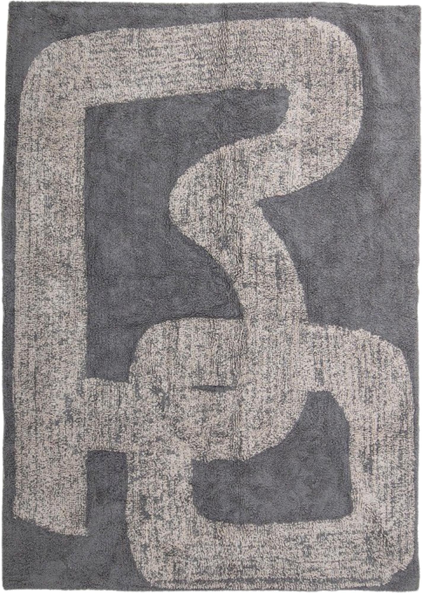 Addo Teppich, Grau, Baumwolle