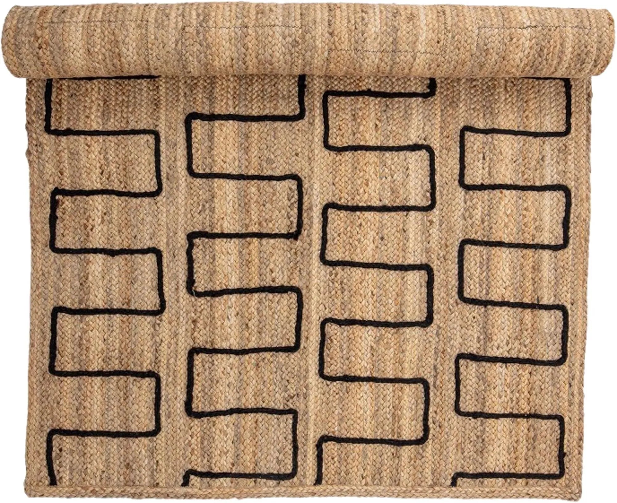 Ein stilvoller Jute-Teppich mit Zickzack-Muster, der natürliche Eleganz und Langlebigkeit in Ihr Zuhause bringt.