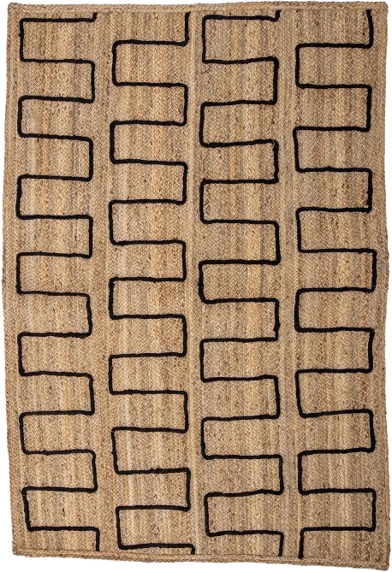 Dell Teppich von Bloomingville: Braune Jute, Zickzack-Muster, 120 cm, nachhaltig, rustikal, pflegeleicht, vielseitig einsetzbar.