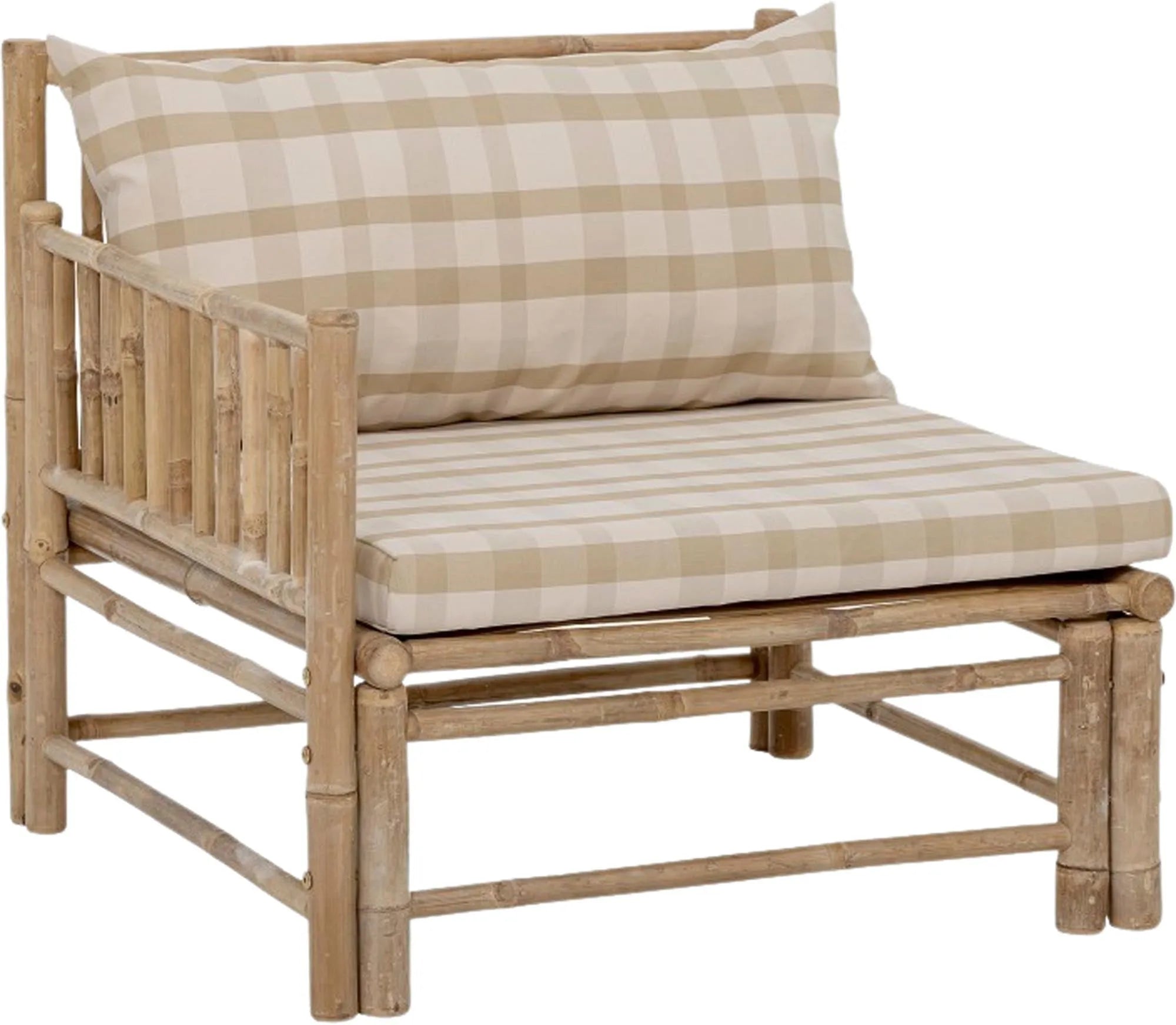 Elegantes Bambus-Modul-Sofa mit skandinavischem Flair, ideal für individuelle Outdoor-Kombinationen.