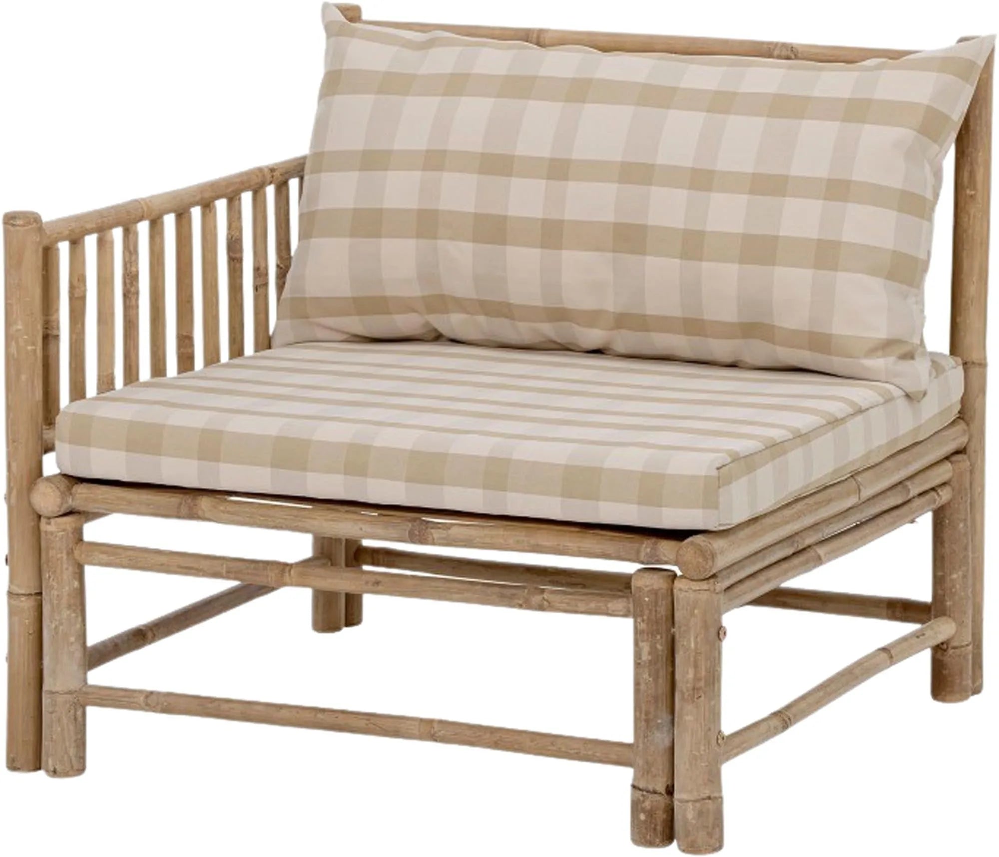 Elegantes Bambus-Modul-Sofa mit skandinavischem Flair, ideal für individuelle Outdoor-Kombinationen.