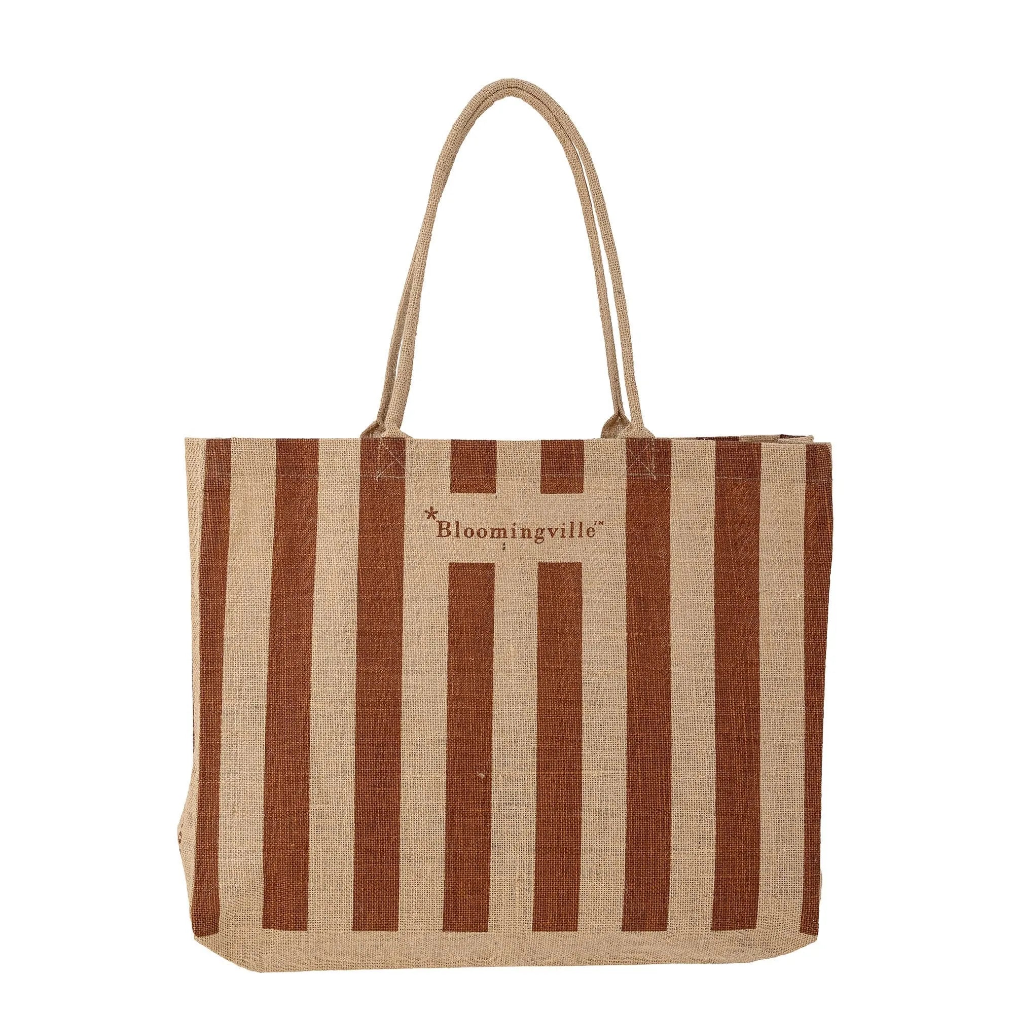 Stilvolle, robuste Jute-Einkaufstasche in Braun von Bloomingville. Nachhaltig, geräumig, ideal für Einkäufe und Freizeit.