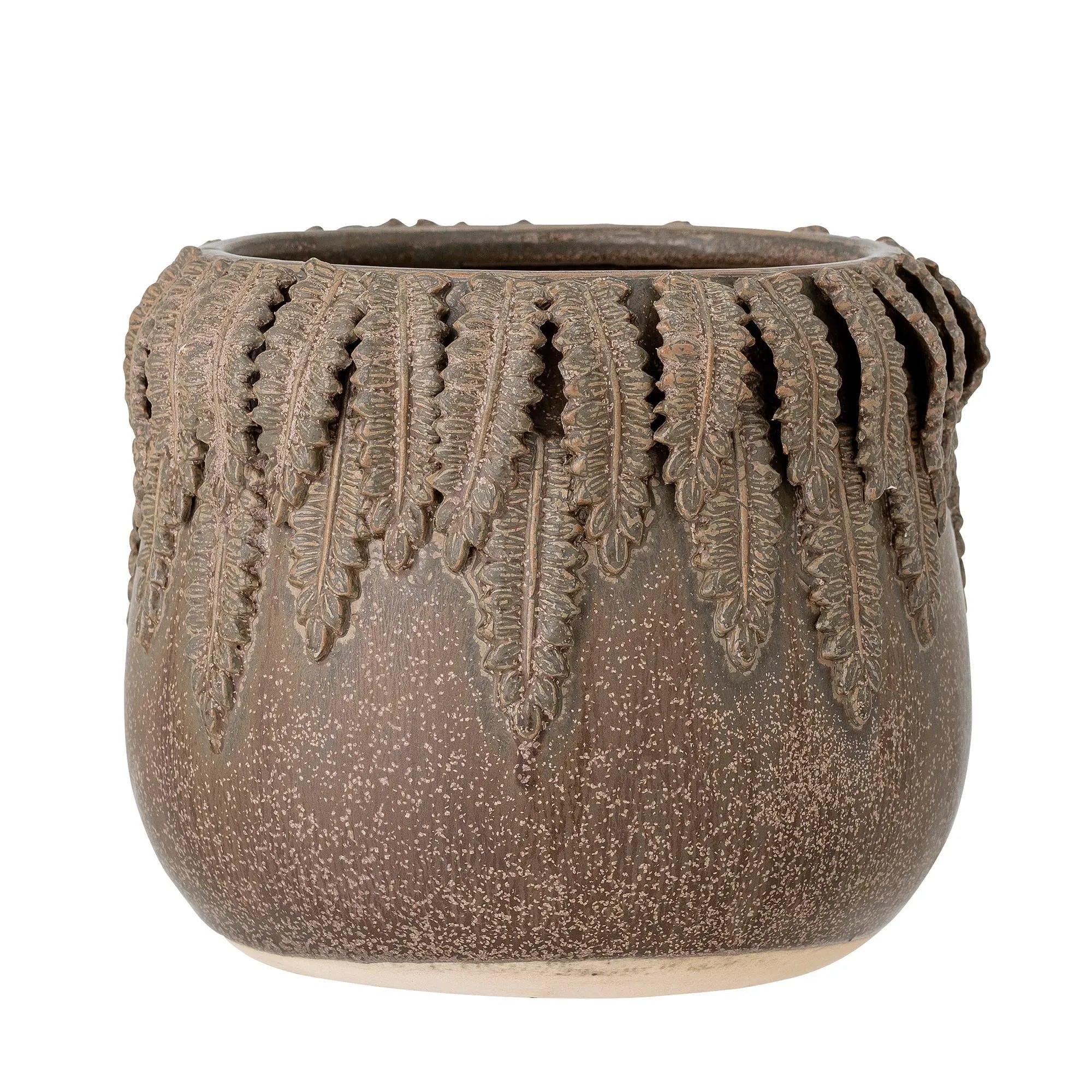 Rustikaler Eloi Blumentopf aus braunem Steingut von Creative Collection.